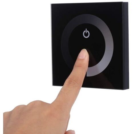 Touch Panel Dimmer Wall Switch Controller, Single Color Touch Panel Dimmer Wall Switch Controller LED Light Strip DC 12V-24V(Black)