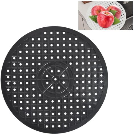 Sink Drainer Mat Silicone Sink Drainer Cuttable Foldable Non-Slip 30.6cm Round Sink Mat Protector Suitable Honeycomb Sink Mat for Kitchen Sink Bottom (Black Round) (1/5)