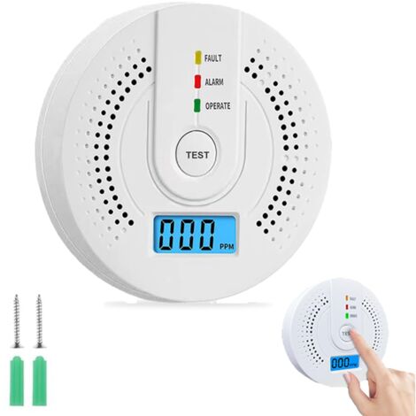 Carbon Monoxide Detector - 9.5 x 3.2cm Ultra Sensitive Fast Response Carbon Monoxide Detector with Digital Display and Audible Alarm, Fire Detector with Test-Silence Button (1 PCS)