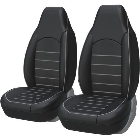 Universal Front Car Seat Covers Faux Leather for 2 Seats Black Gray, Car Tuning Interior