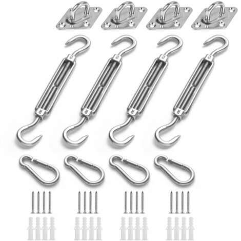 Garden Awning Fixing Kit, Triangle & Square, Rectangular, Heavy Duty Stainless Steel Shade Sail Fixing Accessories