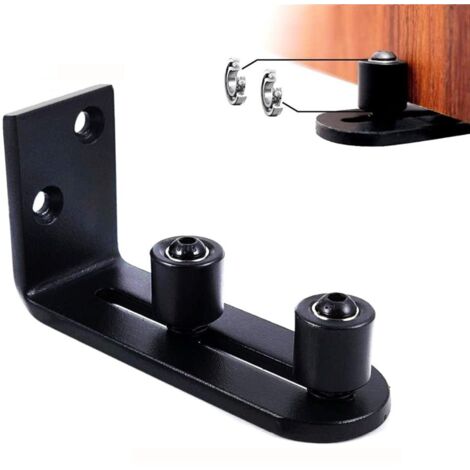 Floor Guide Sliding Barn Doors Wall Mount Adjustable Ball Bearings Black Guide (1/5)