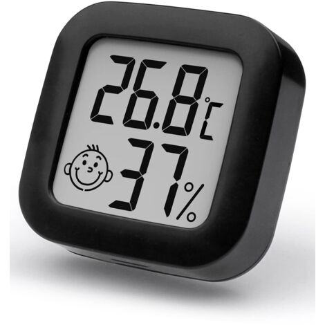Mini High Precision Digital Indoor Thermometer Hygrometer, Temperature and Humidity Monitor, Thermo Hygrometer Comfort Level Indicator (1, Black, 4.3cm4.3cm) (1/5)