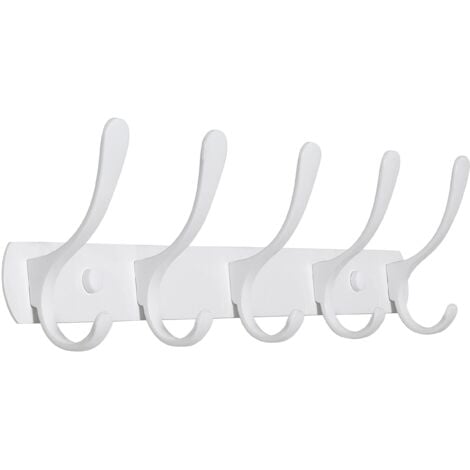 Modern wall mounted coat rack with hooks, sturdy metal, for