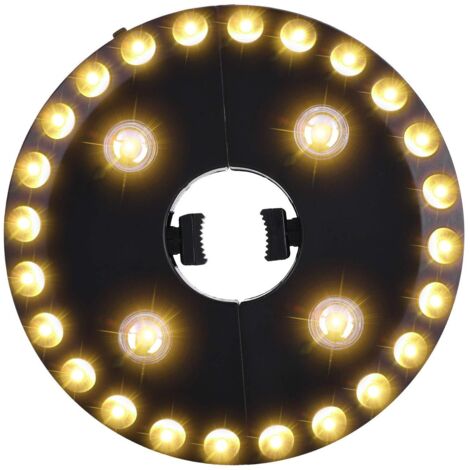 Patio Umbrella Light Warm White, 3 Brightness Modes, 28 LED Lights at 200 Lumens, 4 AA Batteries Operated, for Patio Umbrella, Camping Tents (1/5)