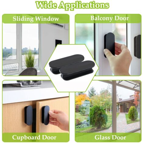 Window Sticker Handle Pack Self-Adhesive Door Handles - Plastic Window Glass Door Drawer ...