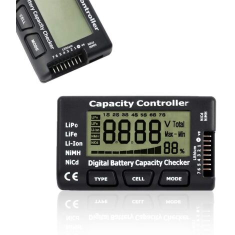 Digital Battery Capacity Tester, Battery Capacity Voltage Checker Controller Tester with LCD Display, for LiPo LiFe NiMH Li-ion (1/5)