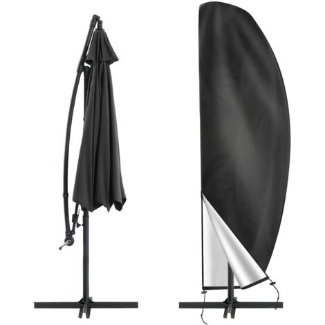 Cantilever Parasol Cover for Parasol Ø 2-4m, 210D Oxford Protective Cover for Parasol with Storage Bag, Waterproof Anti-UV Covers for Garden Beach Balcony Parasols, 26540/70/50CM - Black (1/5)