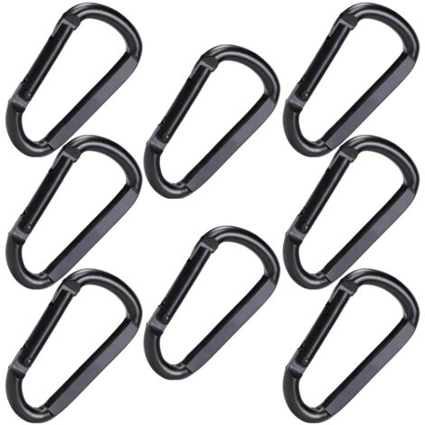 Pack Black Carabiner, Bodybuilding Carabiner, Small Carabiner for Keys, Flattened D Type All Black, Multipurpose Carabiner Can Be Attached to Bags, Key Rings, Clothing, etc. (1/4)