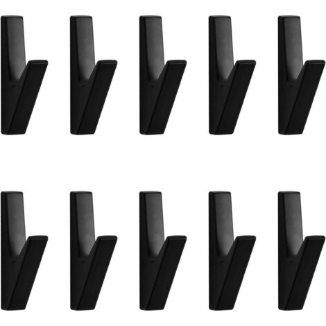 10 Pack Black Brass Miniature Screw-in Wall Hooks, Black Door Hooks, Black Wall Hooks for Hanging, Brass Double Robe Hooks, Bathroom Hooks (1/5)