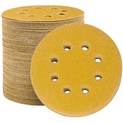 Sanding Discs Sandpaper 125mm, 100 Sanding Discs Sander Round Sanding Pads 8 Holes Grit 100 for Sanding Polishing Rust Removal (1/5)