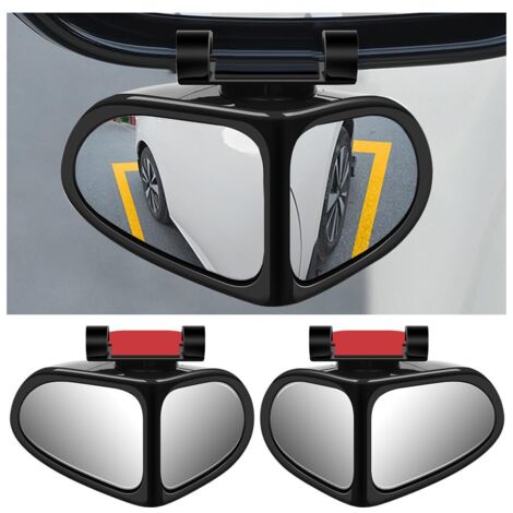 2Pcs 2 in 1 Car Blind Spot Mirror, 360 Degree Rotation Adjustable Wide Angle Rear View Mirror, Universal Car Auxiliary HD Rearview Mirror for Vehicle Truck SUV(Black) (1/5)