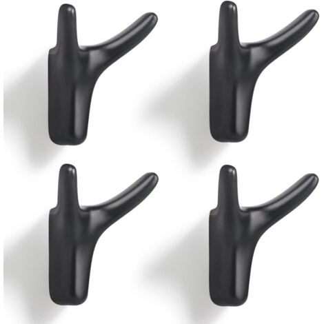 Pieces Double Wall Coat Hooks, Heavy Duty Wall Mounted Coat Hooks Solid Zinc Alloy Door Hooks for Entryway Bedroom Living Room Kitchen Screws Included (Matte Black) (1/5)