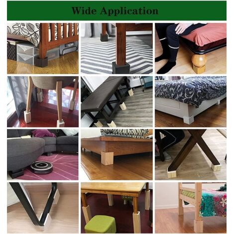 4 Pack Furniture Risers Wooden Furniture Risers, Desk Bed Riser ...