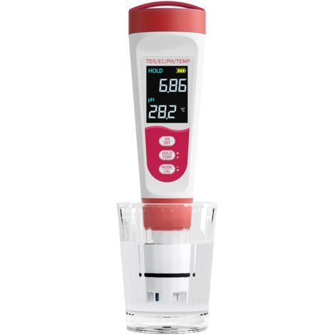 in 1 pH Meter, Water Quality Tester for pH/TDS/EC/Temperature, IP67 Digital pH Meter with Automatic Calibration and Backlit LCD for Hydroponics, Garden, Pool, Aquarium (1/5)