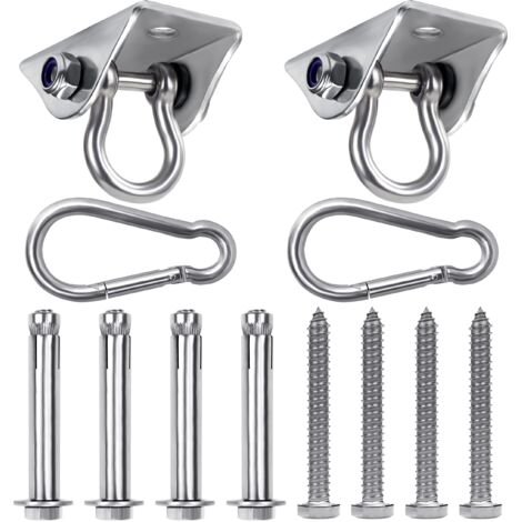 Heavy Duty Ceiling Hook (2 Pack) - Stainless Steel Rotating Ceiling Hook with Screws (Concrete/Wood) - 450kg Load for Chair, Hammock, Swings and Punching Bag (1/5)