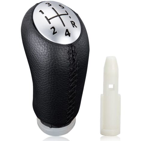 Speed Gear Knob Lever for Renault Clio III 2005-09, Megane 2 Laguna 2 2003-09, Clio 4 2012-19 Black Leather, with Adapter (1/5)