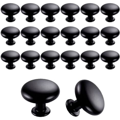 20PCS Door Knobs Drawer Knobs 30mm Vintage Handles Furniture Cabinet Knobs for Kitchen Cupboards (Black) (1/5)