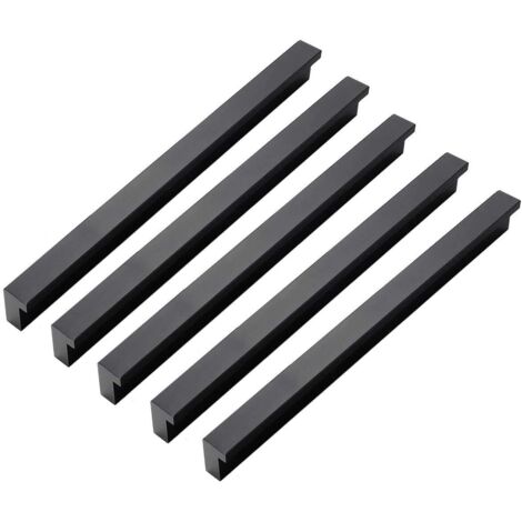 10 Black Modern Aluminum Alloy Cabinet Cupboard Door Handle Furniture Drawer Pulls Knobs, Hole Center 192mm (1/5)