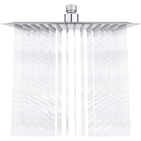 Stainless Steel Shower Head - Water Saving Shower, 25CM Square Shower Head, Universal Rain Shower Head 1/2 Inch Thread, 360° Rotatable, 30° Tiltable, Easy to Install and Clean (1/5)