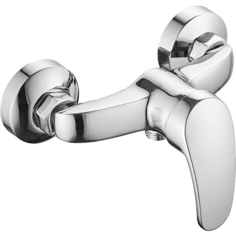Shower Mixer Tap, Exposed Wall Mounted Bathtub Faucet, Single Lever Shower Faucets Temperature Control Threaded Connection for Universal Flexible G1/2, Chrome, Silver (1/5)