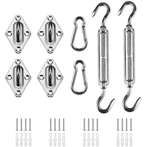 Shade Sail Fixing Kit, Stainless Steel Sun Shade Sail Fixing Kit for Triangle and Square, Rectangle, Sun Shade Sail Fixing Accessories