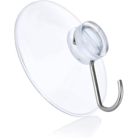 Pack of 10 suction cups with hooks - Transparent - for windows, bathrooms and kitchens - Ideal for window decorations, fairy lights and as towel holders - 40 mm (1/5)