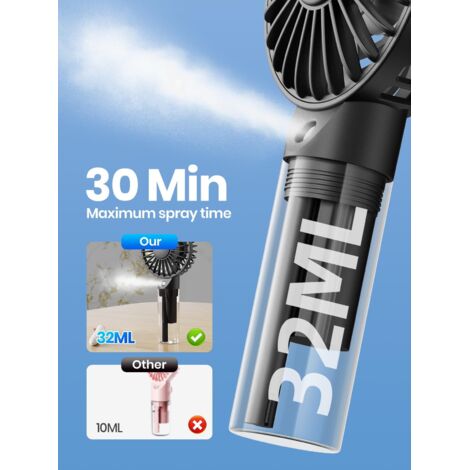 Portable Misting Fan - Rechargeable Personal Handheld Fan with 32ml Water Tank Mini Handheld Cooling Fan for Travel, Outdoor, Makeup, Camping,