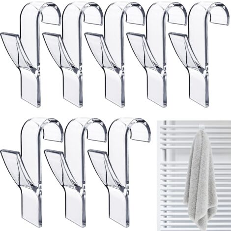 8 Pcs Round Radiator Hooks, White Towel Hooks, Bathroom Towel Hooks, Towel Dryer Radiator Hooks, Towel Dryer Hooks, All Standard Radiators (Transparent) (1/5)