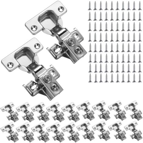 Cabinet Hinges, 20 Pack Stainless Steel Overlay Soft Close Hinges for Kitchen Cabinet Door Hinge with Fixing Screws