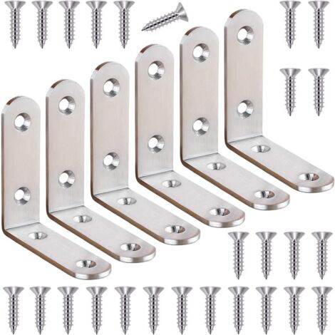 2Pcs Stainless Steel Corner Brace with Screws 6PCS 65mmx65mm Corner Brace Silver, Fixing Bracket