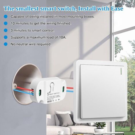 Tuya WiFi Smart Light Switch, WiFi Smart Switch, 10A DIY Smart Switch Compatible with Alexa, Google Home(2 pack)
