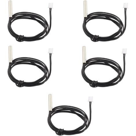5Pcs Waterproof NTC 10K 1% 3950 Thermistor Temperature Sensor Probe 1m Extension Cable Temperature Detector Gauge for Car Air Conditioners/Refrigerators (1/4)
