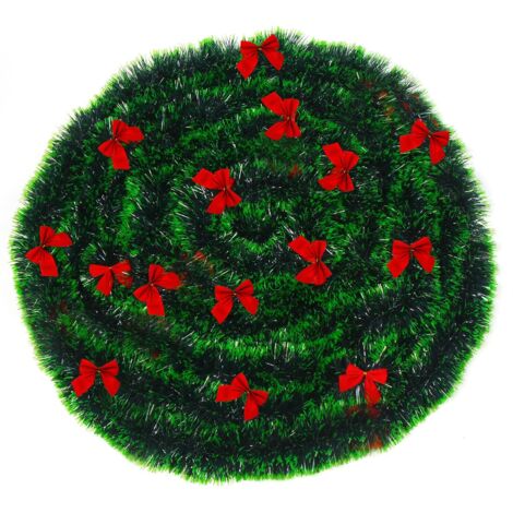 Artificial Pine Christmas Wreath with Red Bow for Fireplace, Staircase, Foyer and Party Decoration (5 Pieces, 2 m) (1/5)