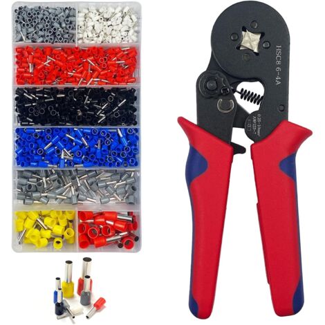 Crimping Pliers, Ferrule Pliers with 1200 Ferrules, 8 Types Premium Insulated Wire Ferrule Crimping Tool, Self-Adjusting Wire Ferrule Crimping Tool