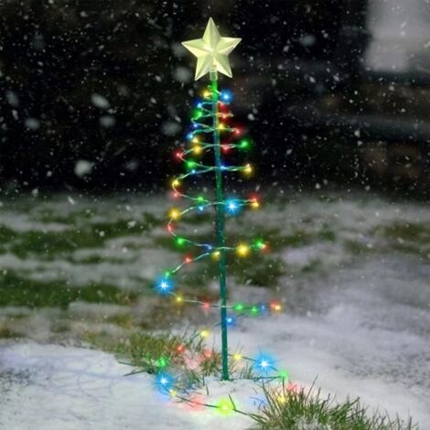Solar Artificial Christmas Tree, Outdoor Solar Christmas Tree Decoration, Outdoor Solar Garden Light, Outdoor Solar Christmas Light String, LED Lighted Christmas Tree Decoration (Color) (1/5)