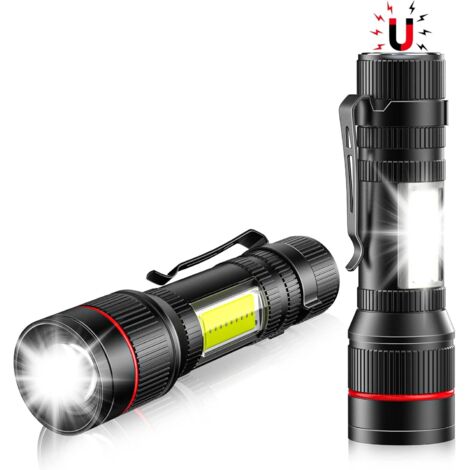 Pcs Small LED Flashlight, Magnet & COB, Mini USB Rechargeable Flashlights with Steel Clip, 3 Modes, Waterproof for Camping