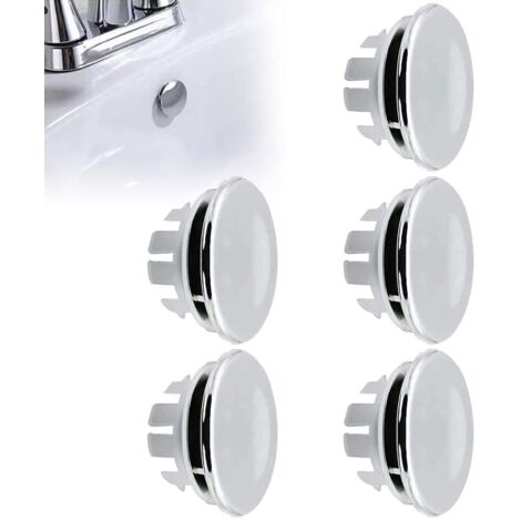 Sink Overflow Plug, Overflow Plug Ring, Round Hole Sink Trim, Drain Hole Replacement Parts Round Cover for Kitchen Sink Bathtub Sink Hole, 5Pcs
