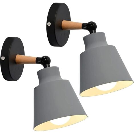 Retro Industrial Wall Light, Modern Indoor Wall Sconce, E27 Metal Cage Ceiling Light, Macaron Design for Bedroom, Kitchen, Dining Room (2 Pack, Grey) (1/5)