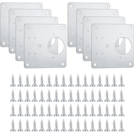 Pcs Cabinet Hinge Repair Plates, Kitchen Cabinet Door Repair Plates with Holes, Stainless Steel Concealed Flat Plates with Screws