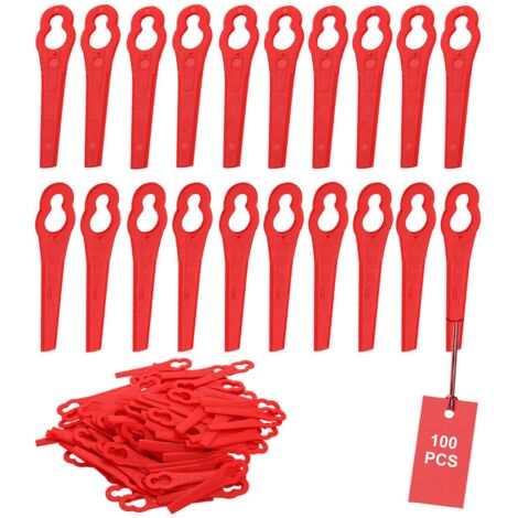 Pack of 100 Plastic Replacement Blades for Red Trimmer Mower Blades Plastic Blade Trimmer FRT18A FRT18A1 Kunst 46155 FRT20A1 Accessory (1/5)