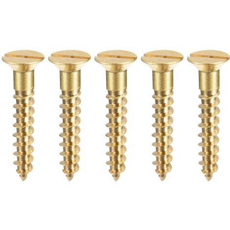 Pack of 100 M4 x 25mm Slotted Flat Head Brass Wood Screws (1/5)