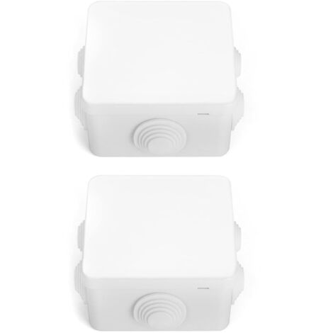 Set of 2 Junction boxes, IP65 in ABS plastic, waterproof for outdoor use, White, 85 x 85 x 50 mm (1/5)