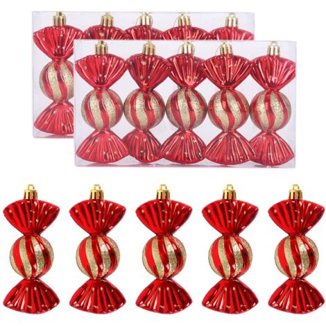 Christmas Tree Balls Candy Ornaments, 10 Pcs Christmas Candy Baubles Pendant Glitter Hanging Decorated Photo Prop Christmas Tree Ornament Layout Accessories (1/5)