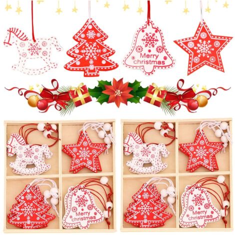 24 Pieces Christmas Tree Decorations Christmas Tree Ornaments Pendants Wooden Decoration Set for Christmas Tree Party Supplies Gift Tags (1/5)