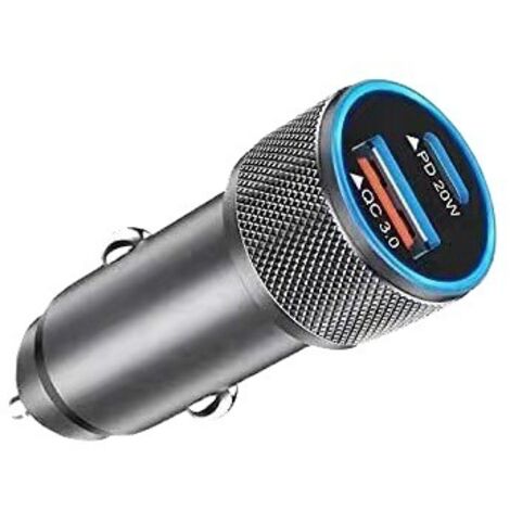 USB Car Charger, USB C PD 20W Fast Charging Car Charger, USB A QC3.0 All Metal USB Car Charger for iPhone 13 12 Huawei LG.