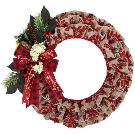 Christmas Wreath, Faux Linen Christmas Tree Wreath, Hanging Christmas Decorations, Artificial Christmas Wreath, Christmas Wreath for Front Door (1/5)