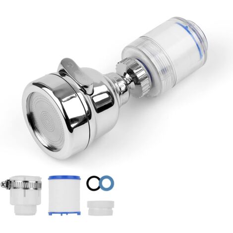 3rd Speed Faucet Aerator, 360 Degree Swivel Faucet Water Filter, With Two PP Cotton Filter Elements, Suitable for Kitchen and Bathroom M22 Male Thread, Silver
