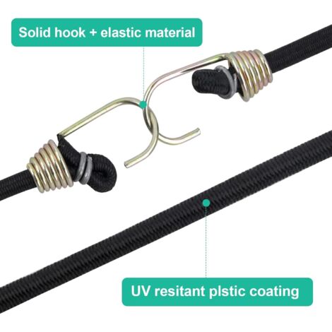 4 Inch Short Rubber Bungee Cords Heavy Duty Outdoor, Mini Small Bungee Straps With Upgraded Hooks