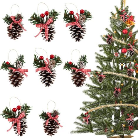Pine Cones for Christmas Tree, 8 Pieces 65CM Hanging Pine Cones with Rope, Large Natural Pine Cone Pendant, Decorative Pine Cones for Christmas Tree Decoration (1/5)